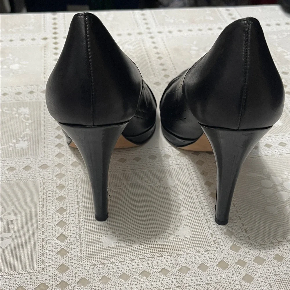 Julie Lopez Black Italian Leather Women's Career Pumps Shoes Size 9.5
